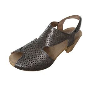 Dansko Teagan Sandal Gunmetal Metallic Leather Heeled Size 40 EU 9.5 US